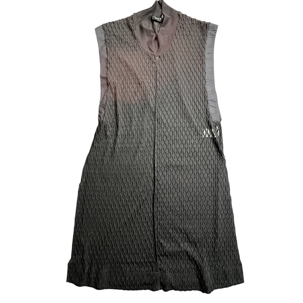 Ozai N‎ Ku Textured Sleeveless Black Dress Avant Garde Lagenlook Mesh Knit Sm